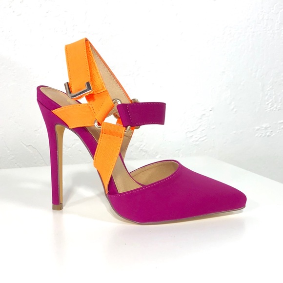 orange multicolor heels